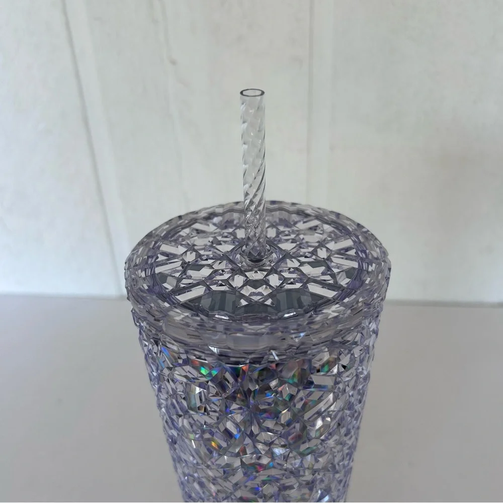 STARBUCKS HOLIDAY CLEAR GEM PLASTIC FOLD CUP 24 OZ NWT IRIDESCENT TUMBLER